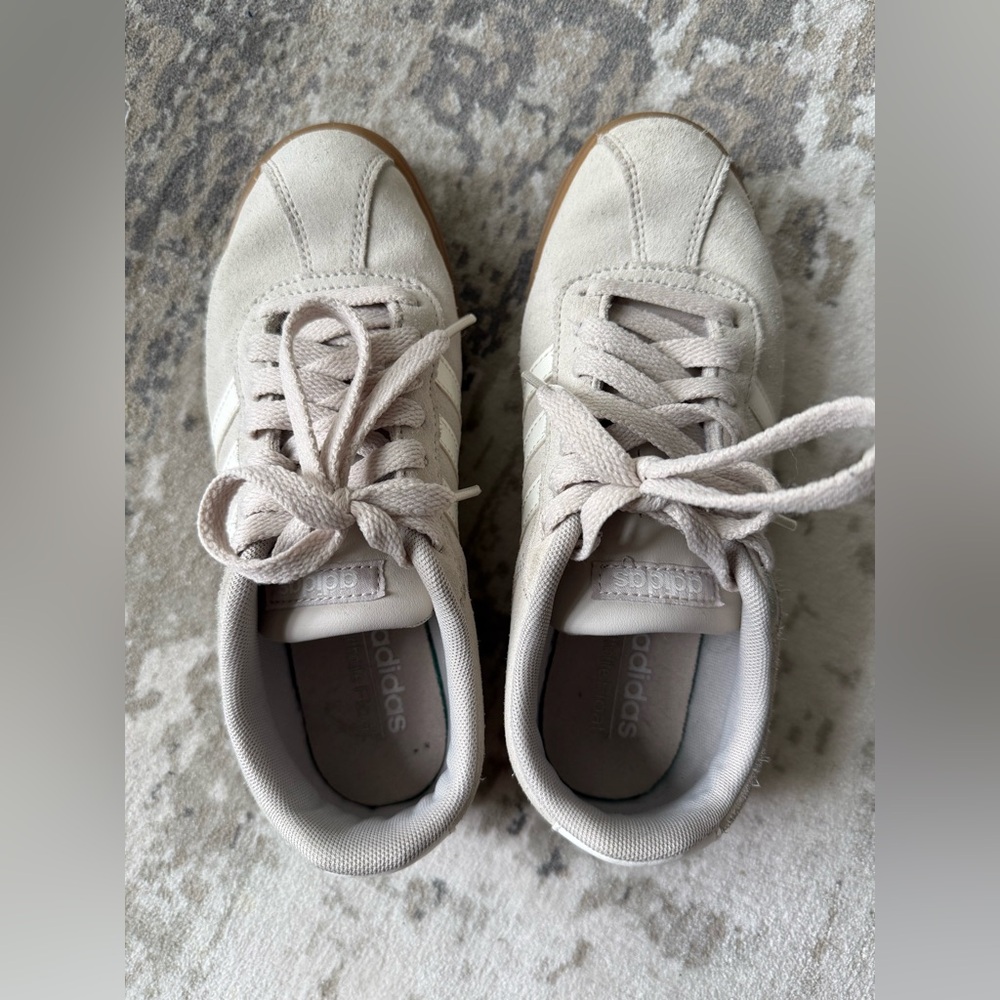 adidas Women’s Beige Suede Sneakers with Gum Outsole